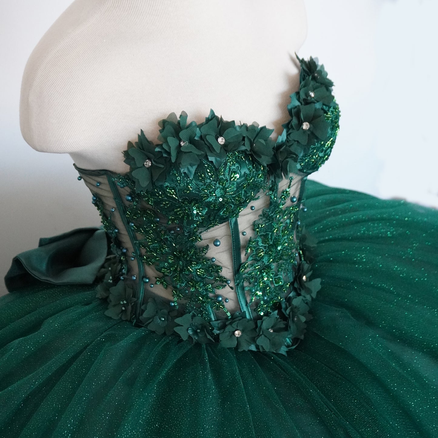 Emerald Green Sparkly Quinceanera Dress