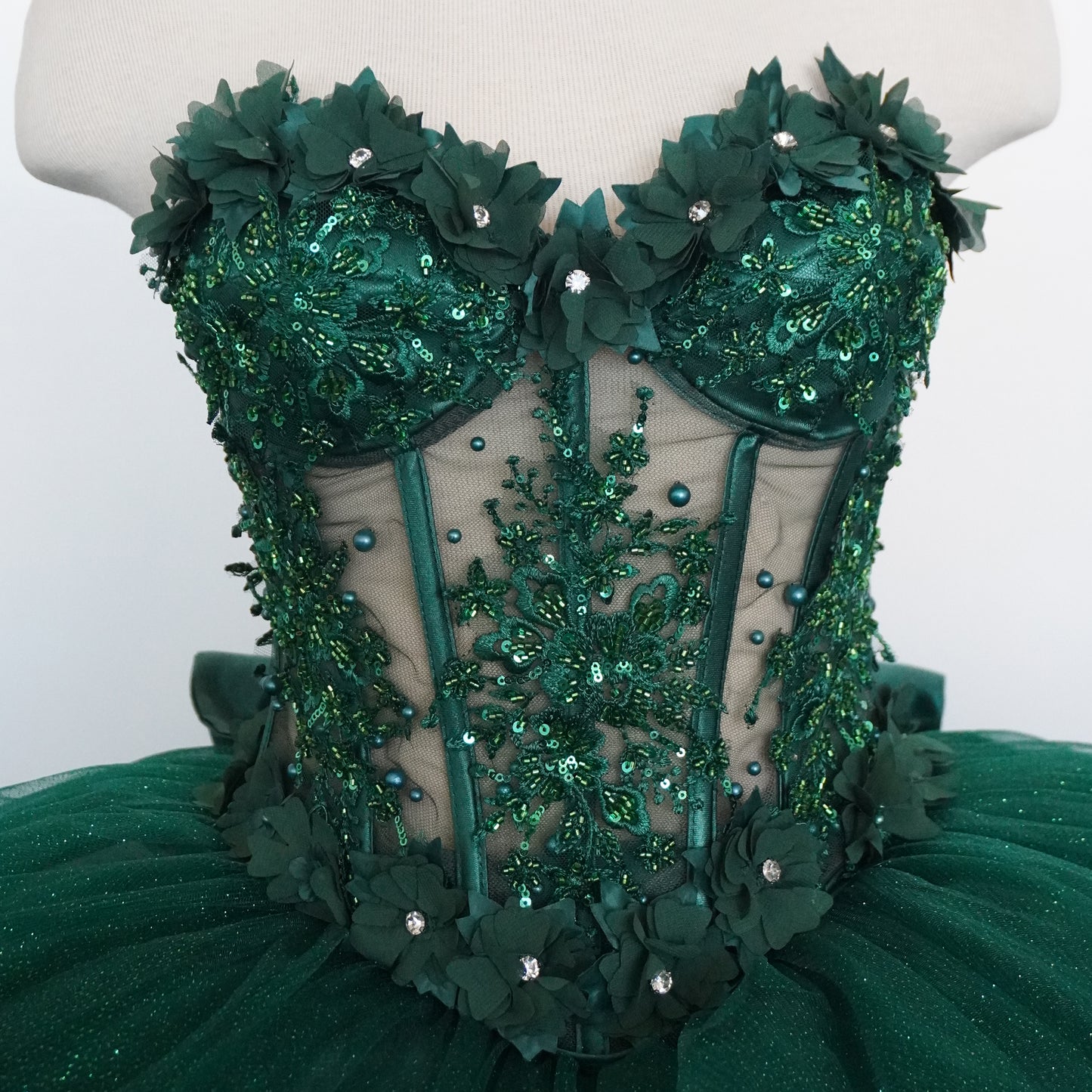 Emerald Green Sparkly Quinceanera Dress