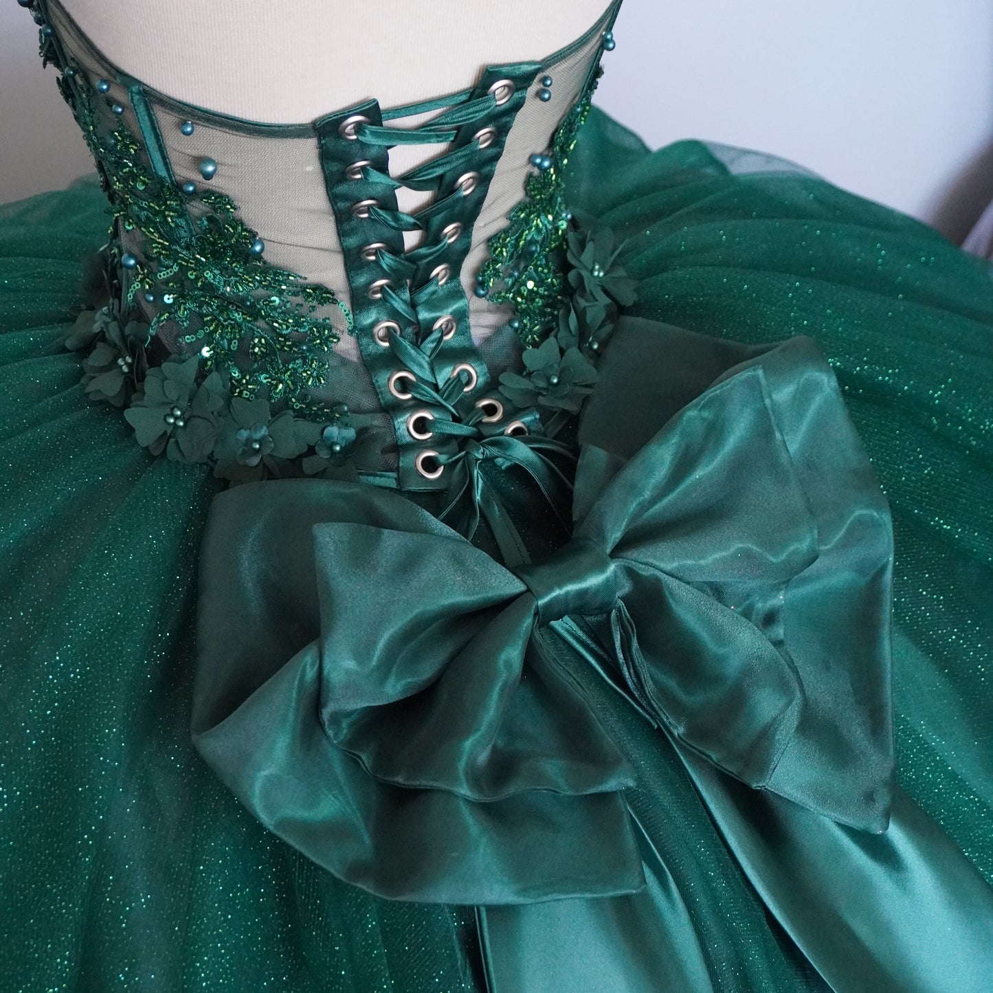 Emerald Green Sparkly Quinceanera Dress