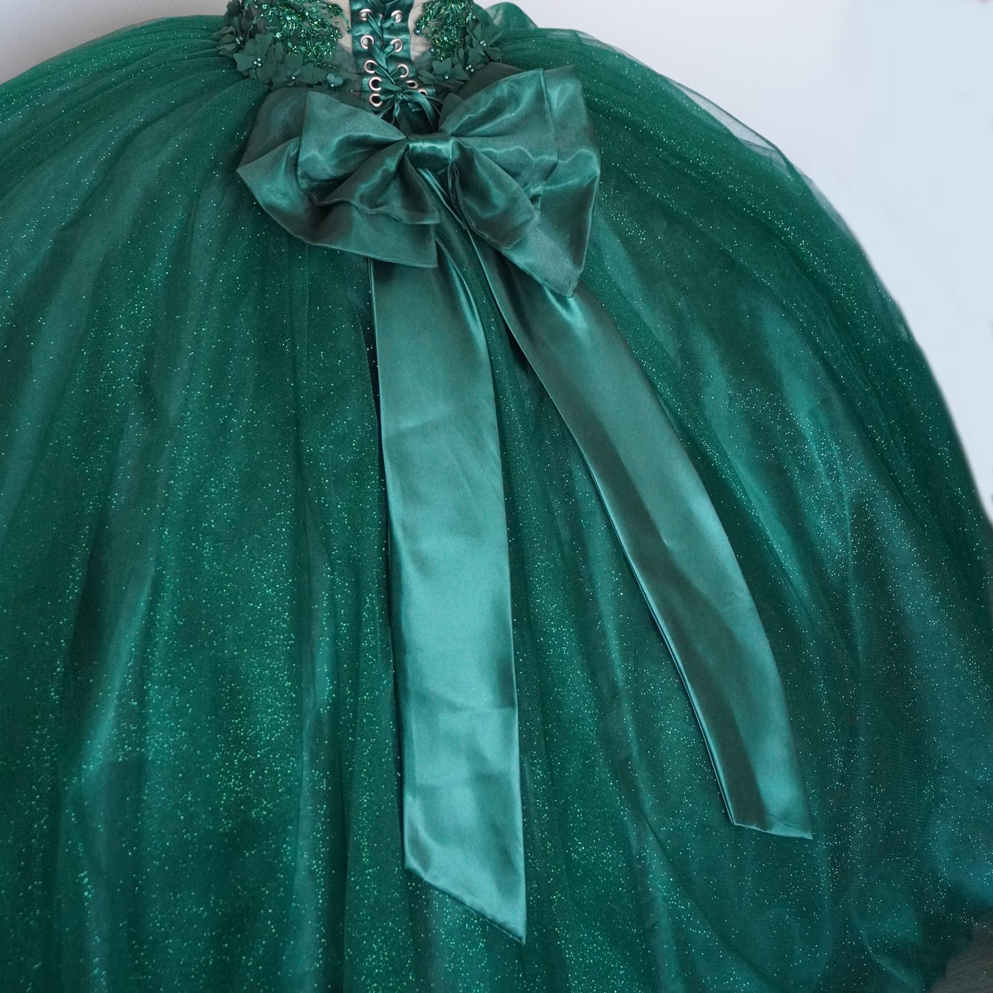 Emerald Green Sparkly Quinceanera Dress