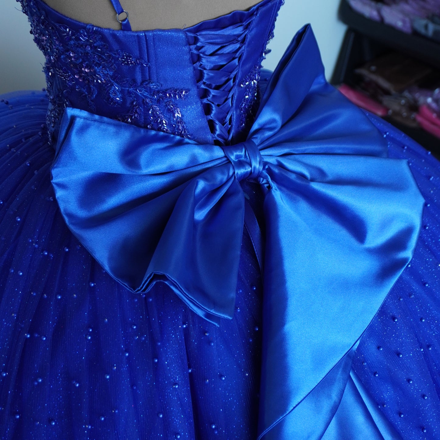 Blue sparkly quinceanera dress