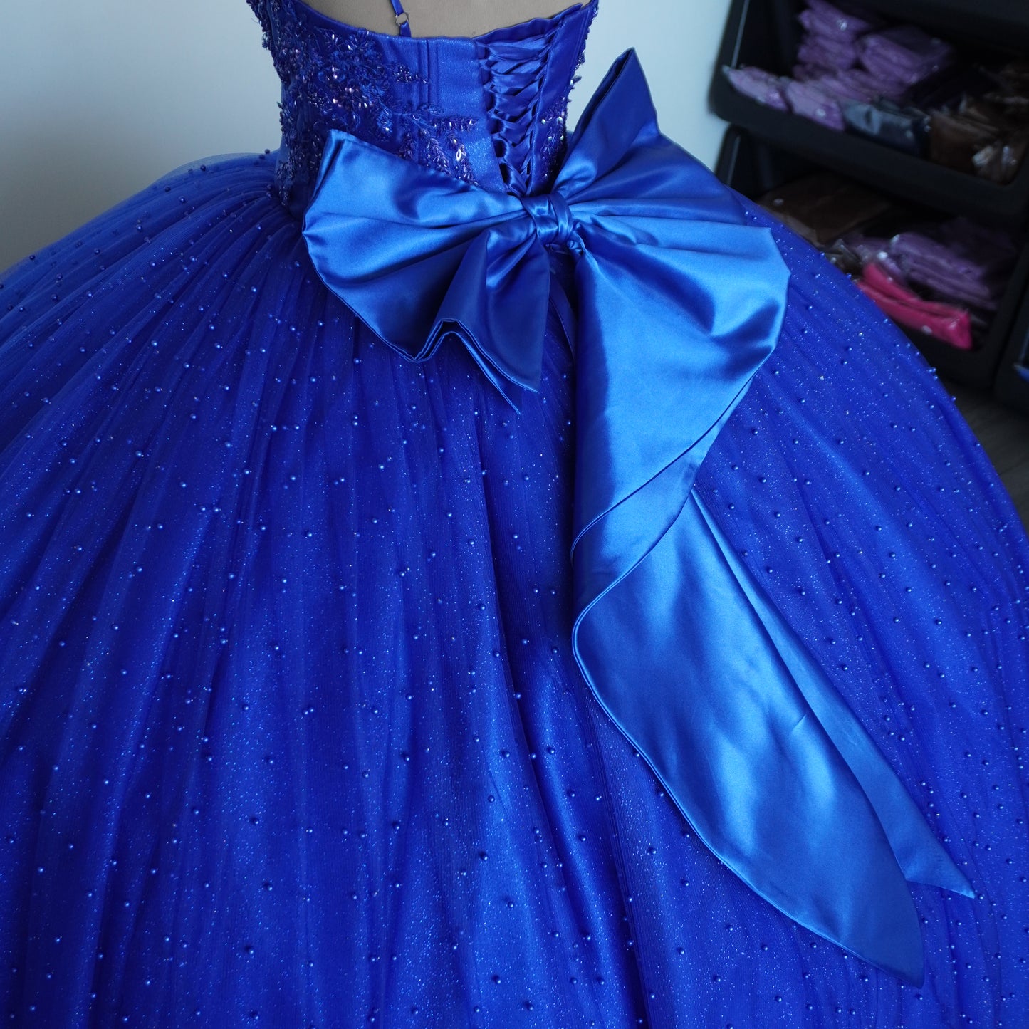 Blue sparkly quinceanera dress
