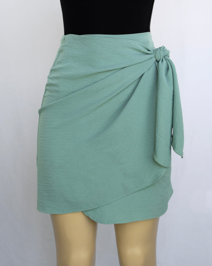 High Waist Side Tie Wrap Skirt