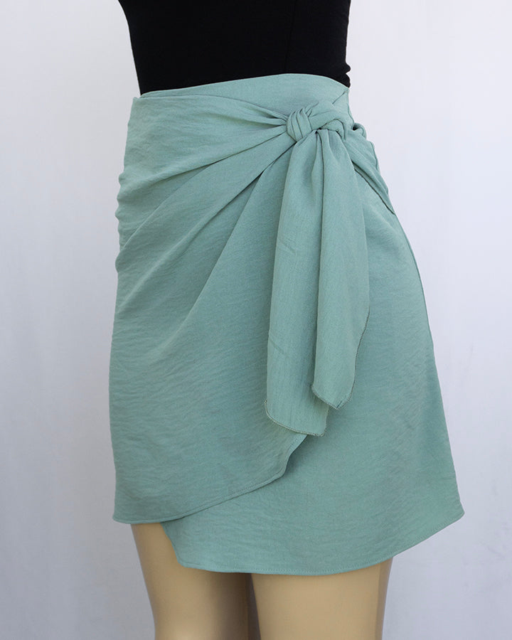 High Waist Side Tie Wrap Skirt